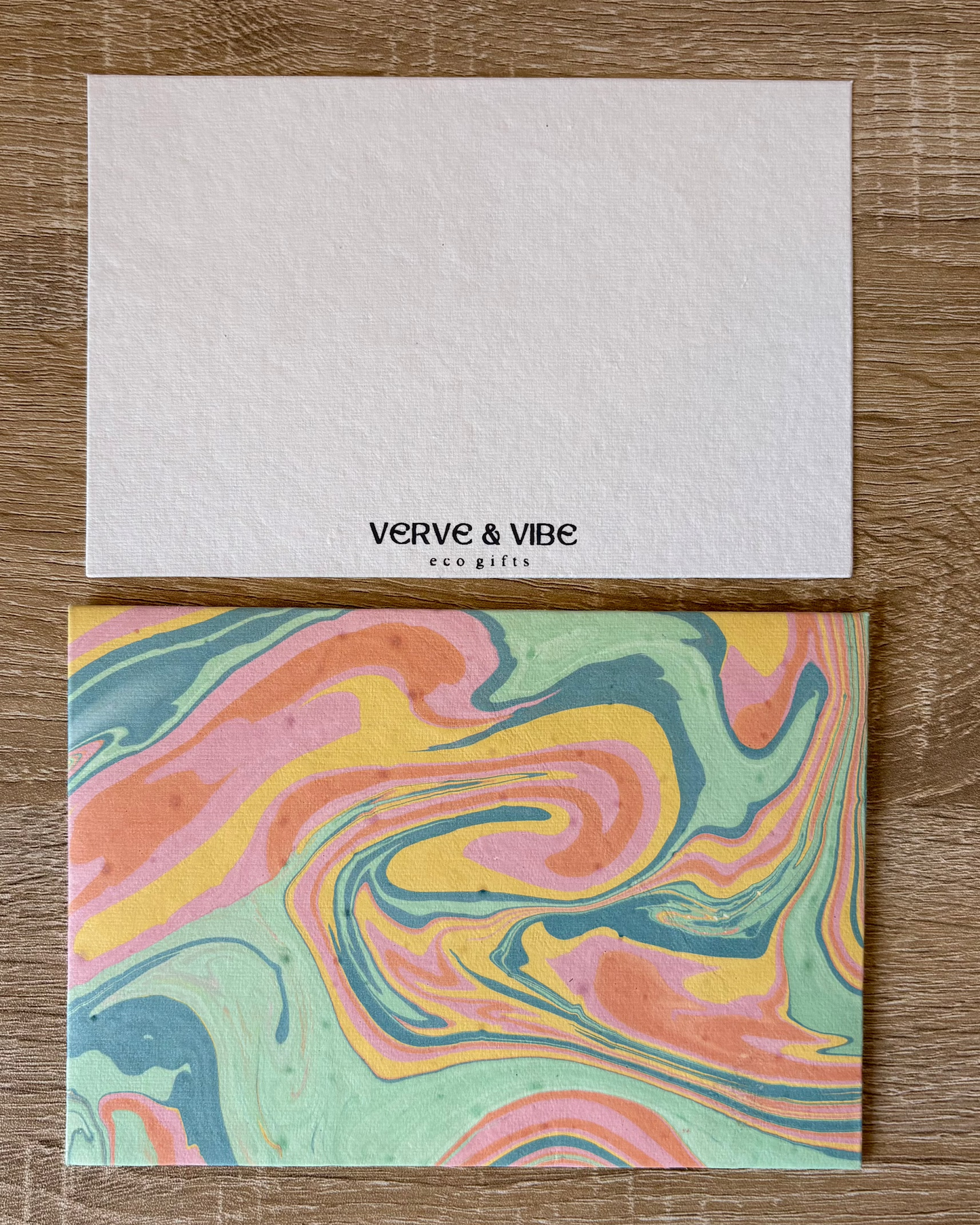 Seafoam Whispers - Recycled Paper Letter Card & Marbled Envelope, Set of 5