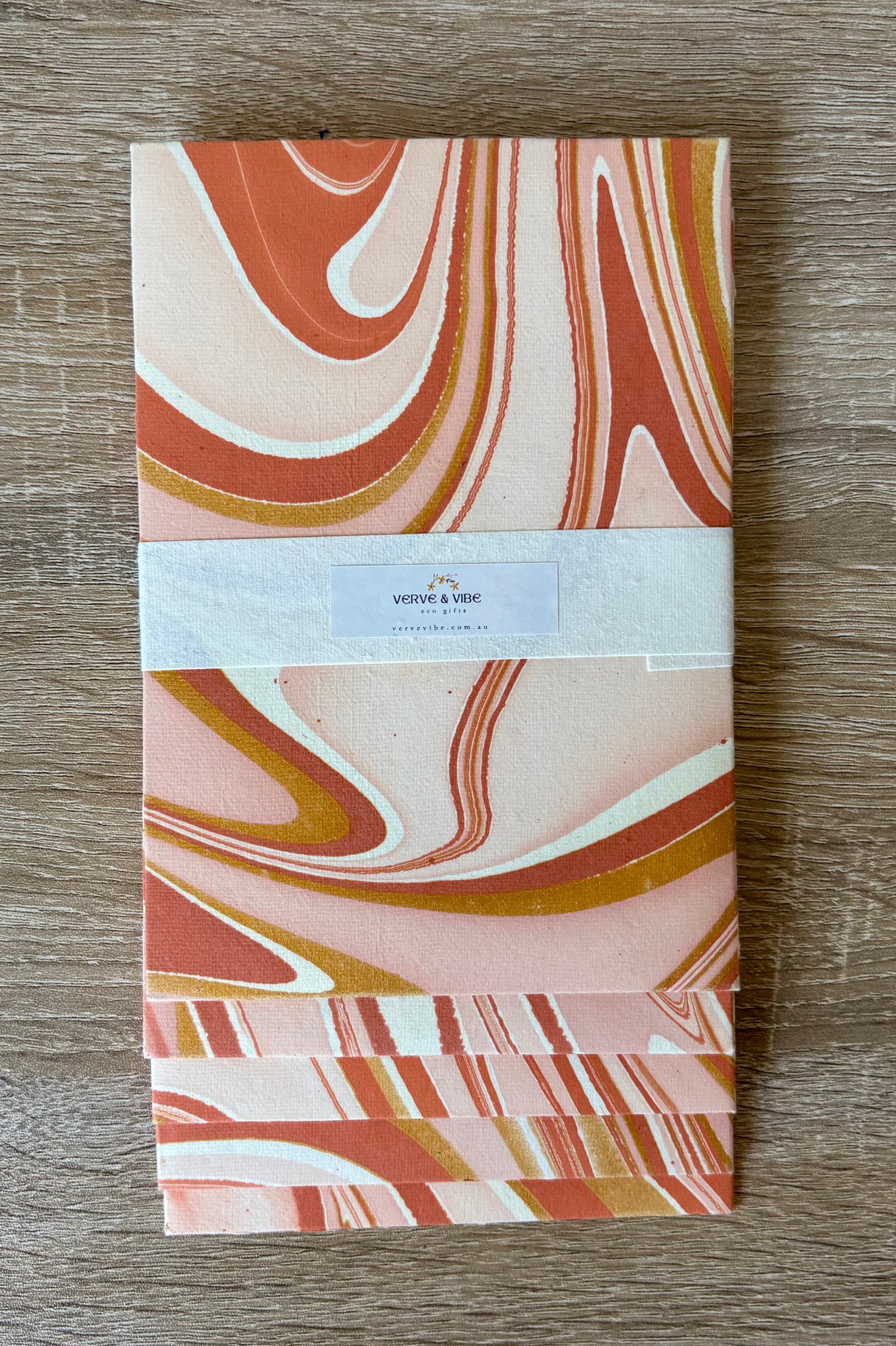 Sand Dunes - Recycled Paper Letter Card & Marbled Envelope, Set of 5