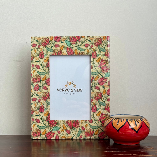 Blushing Magnolia Handcrafted Wood Photo Frame