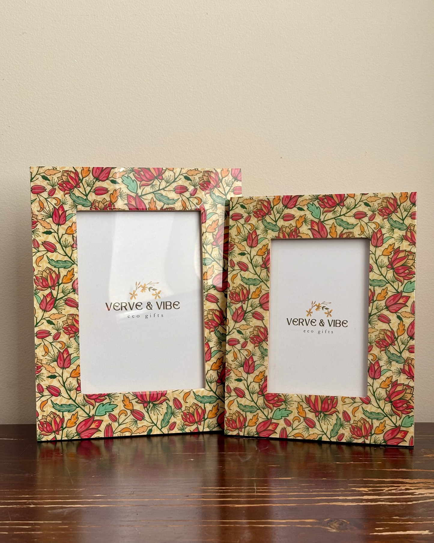 Blushing Magnolia Handcrafted Wood Photo Frame