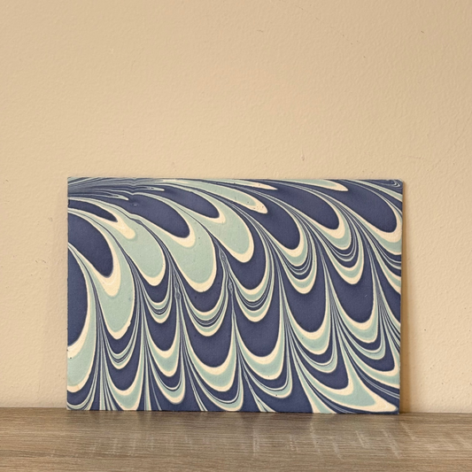 Wavy Crests - Letter Card & Marbled Paper Envelope, Set of 5