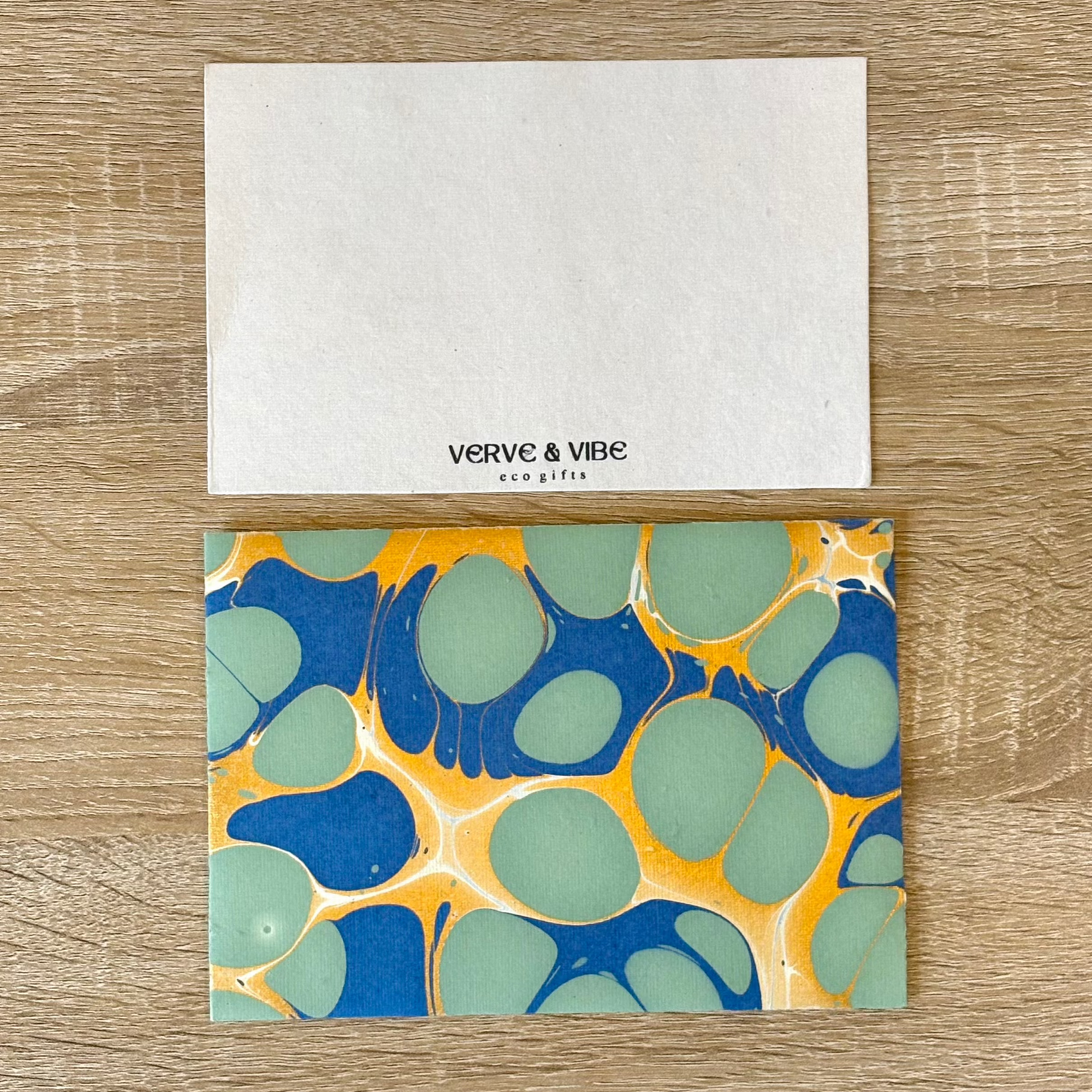 Mossy Pebbles - Letter Card & Marbled Paper Envelope, Set of 5