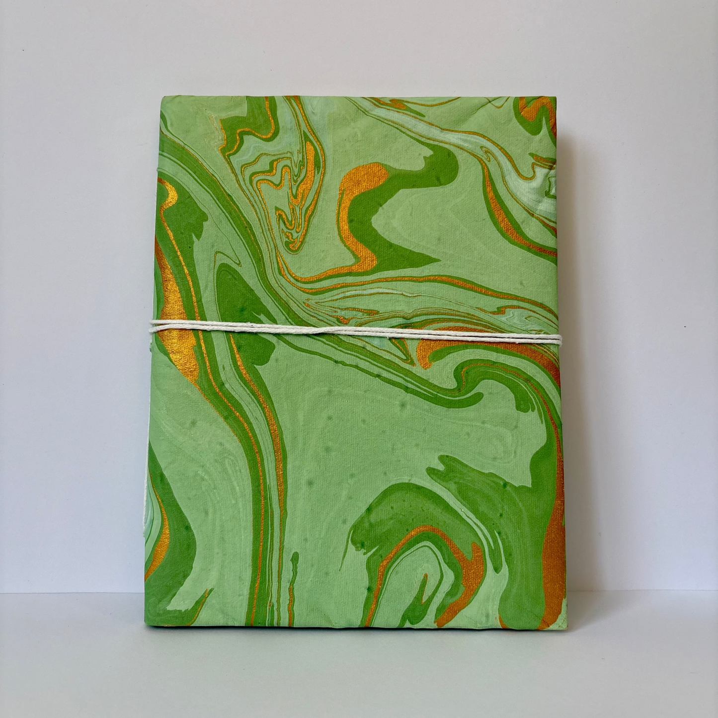 Sublime Sage - Marbled Cover and Flower Paper, Handmade Blank Journal