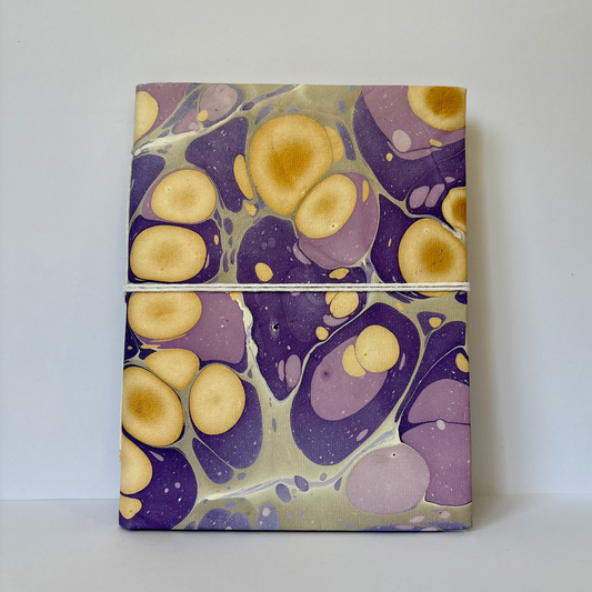 Vivid Violet - Marbled Cover and Flower Paper, Handmade Blank Journal