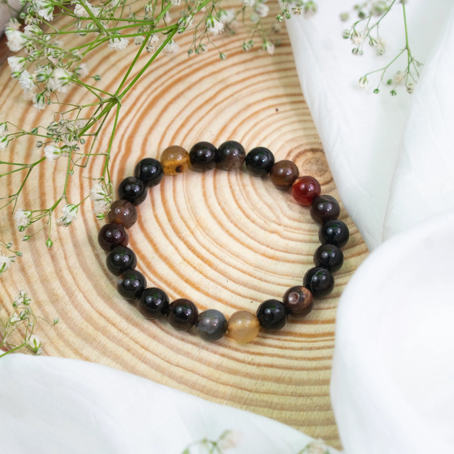 Banded Agate Semi Precious Stone Bracelet