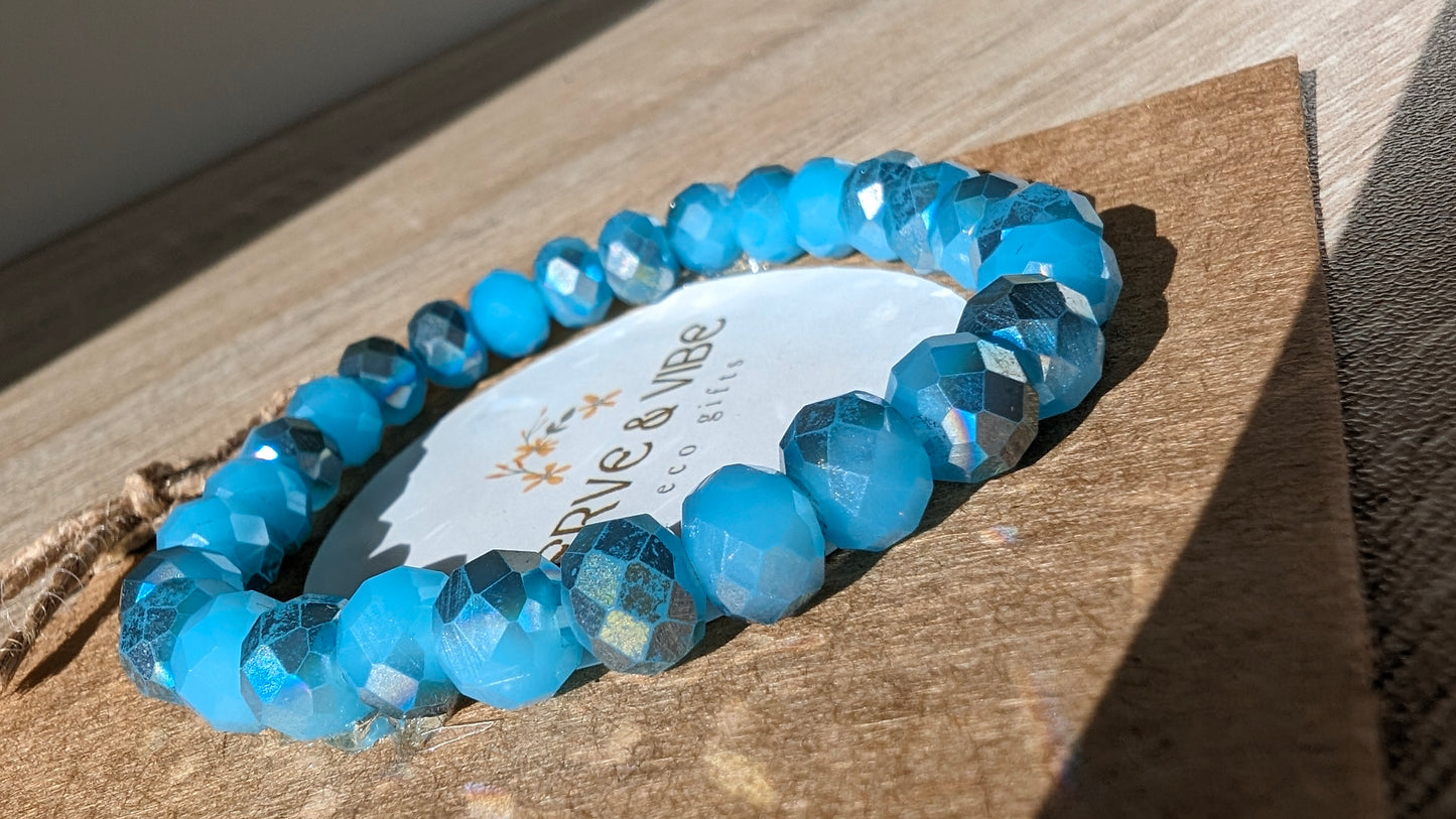 Marine Blue Crystals, Imitation Quartz Bracelet