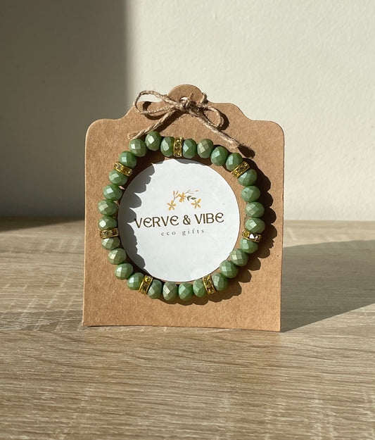 Elegant Olive Green, Imitation Quartz Bracelet