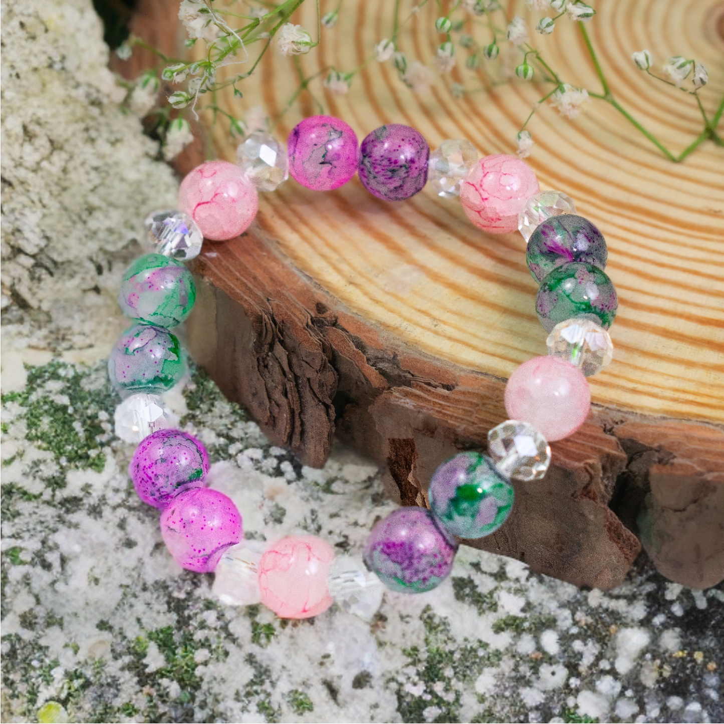 Lavender Rose Pink, Imitation Quartz Bracelet