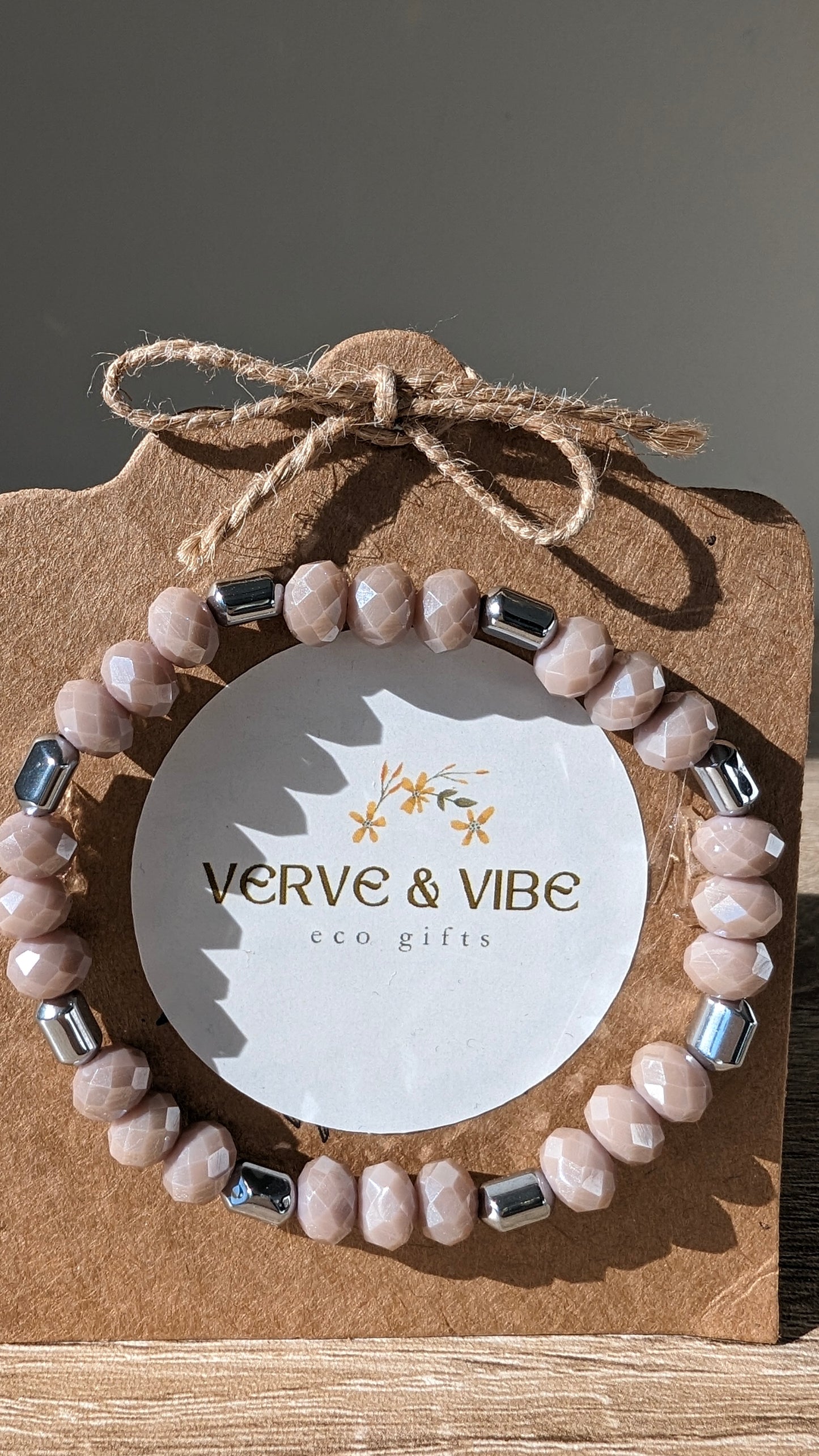 Blush with Silver Stones, Imitation Quartz Bracelet