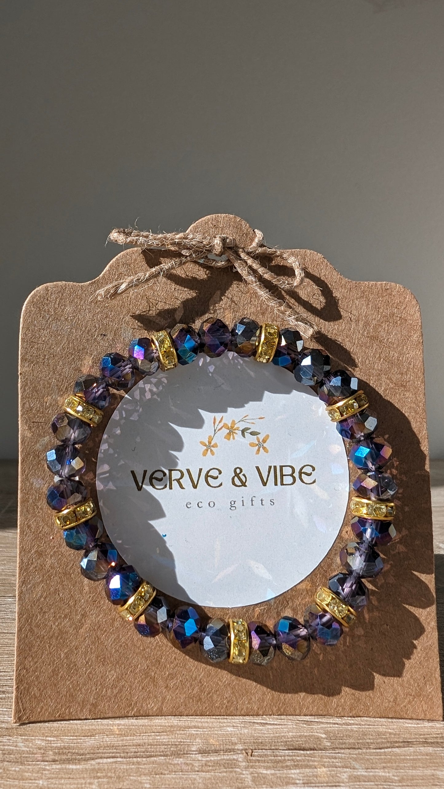 Elegant Purple with golden beads, Imitation Quartz Bracelet