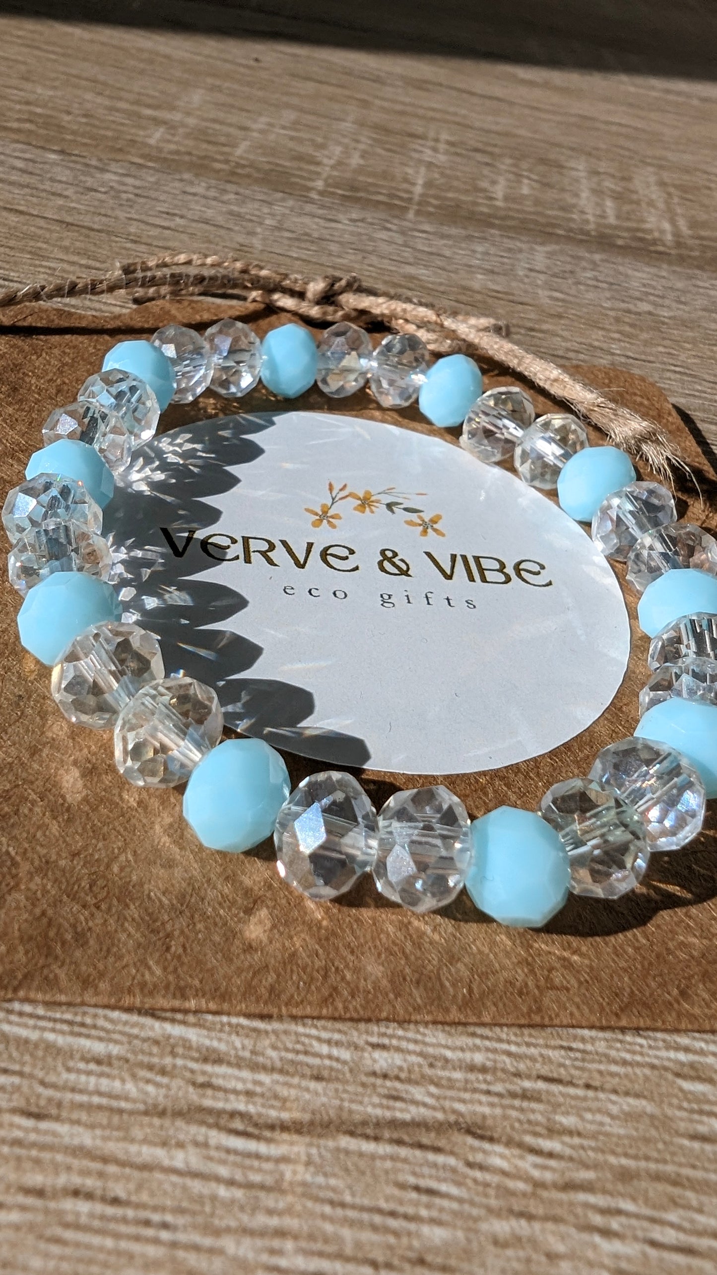 Tranquil Turquoise with Clear Crystals, Imitation Quartz Bracelet