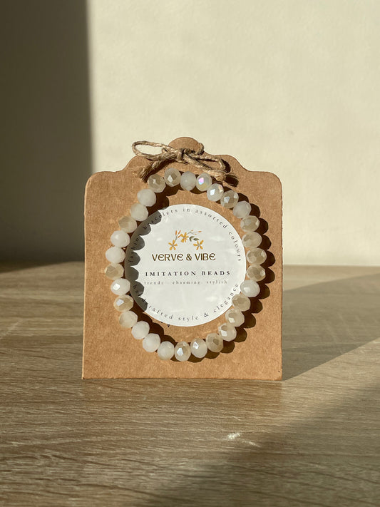 Whimsical White Stones, Imitation Quartz Bracelet