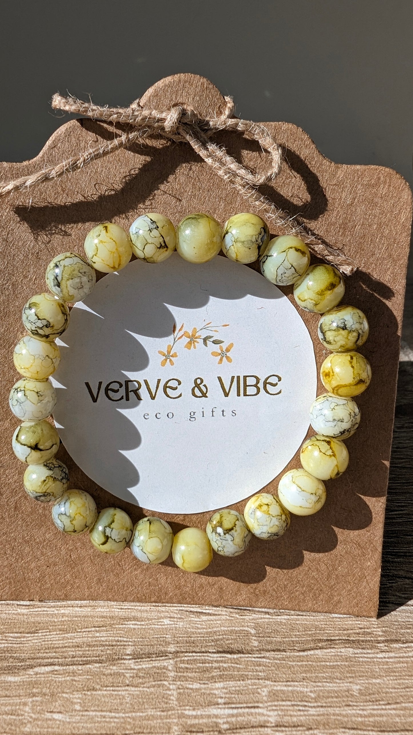 Mellow Yellow Marble Veins, Imitation Quartz Bracelet