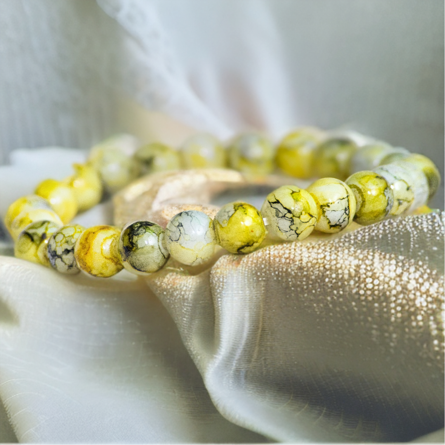 Mellow Yellow Marble Veins, Imitation Quartz Bracelet