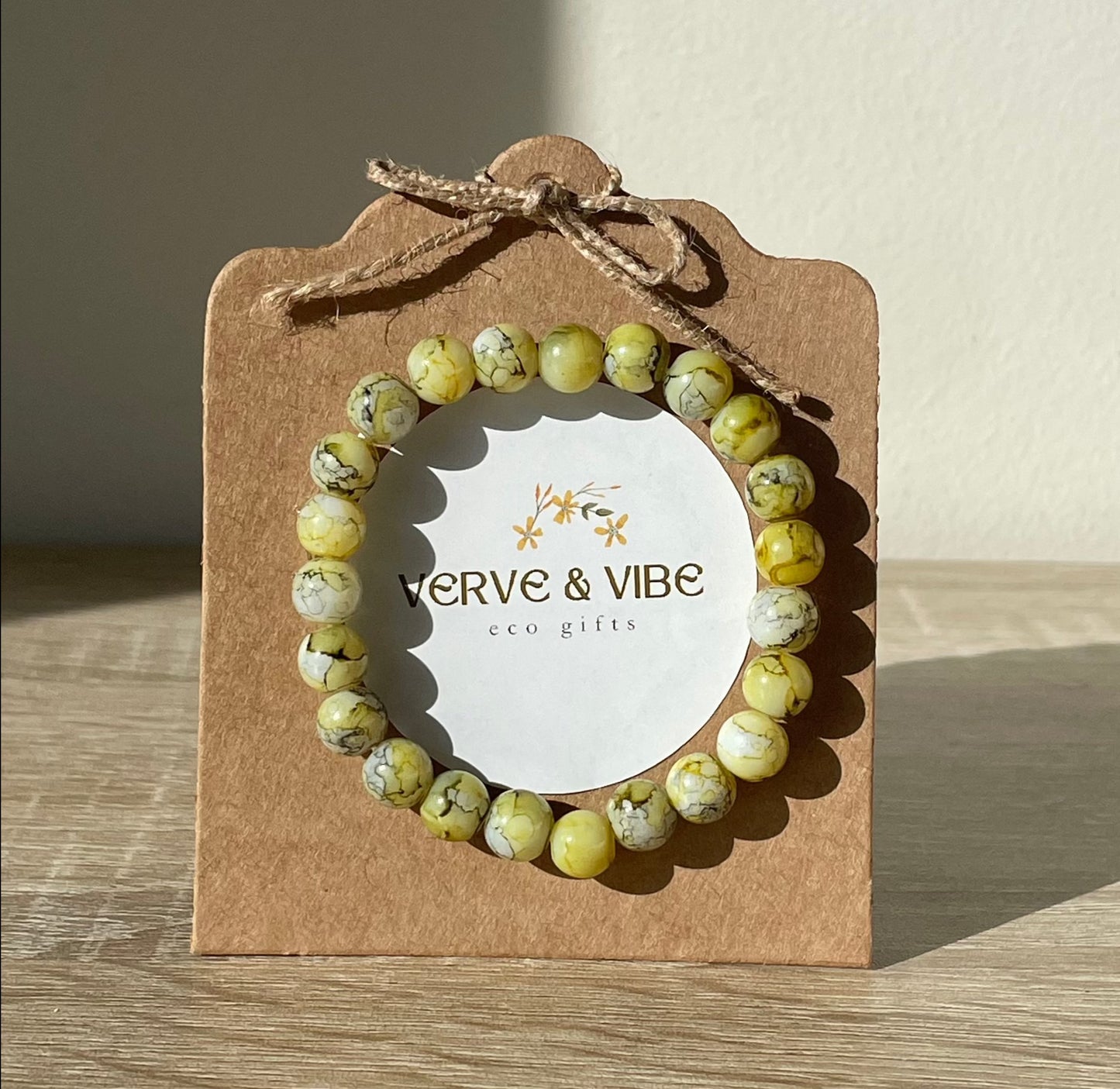 Mellow Yellow Marble Veins, Imitation Quartz Bracelet