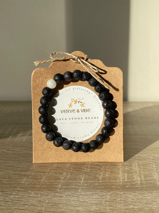 Black Bracelet with Oil Diffusing Lava Stones