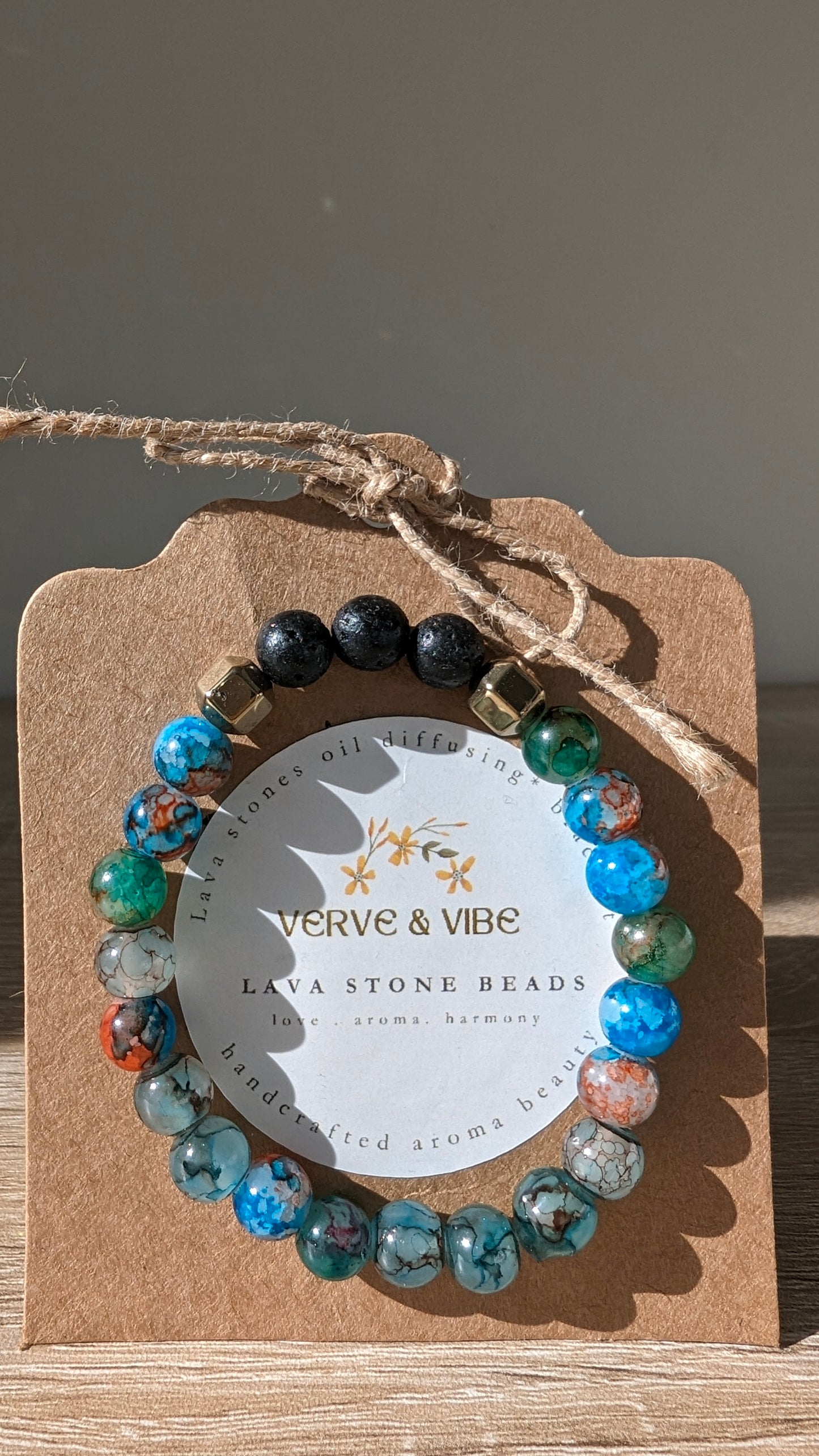 Blue Bracelet with Oil Diffusing Lava Stones