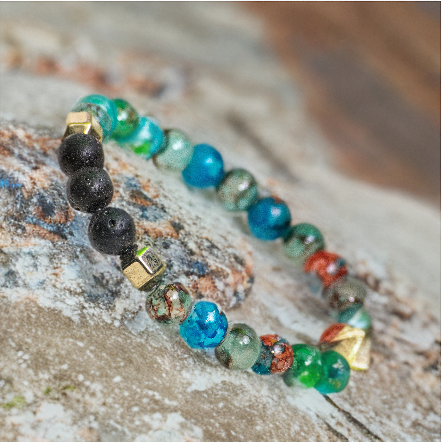 Blue Bracelet with Oil Diffusing Lava Stones