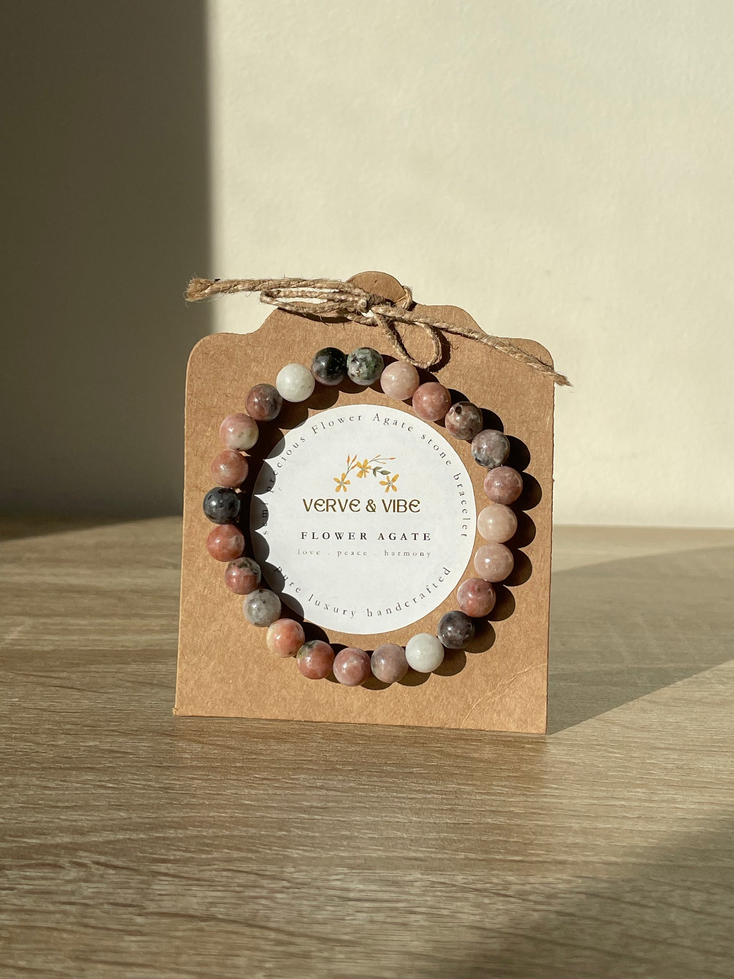 Flower Agate Semi Precious Stone Bracelet