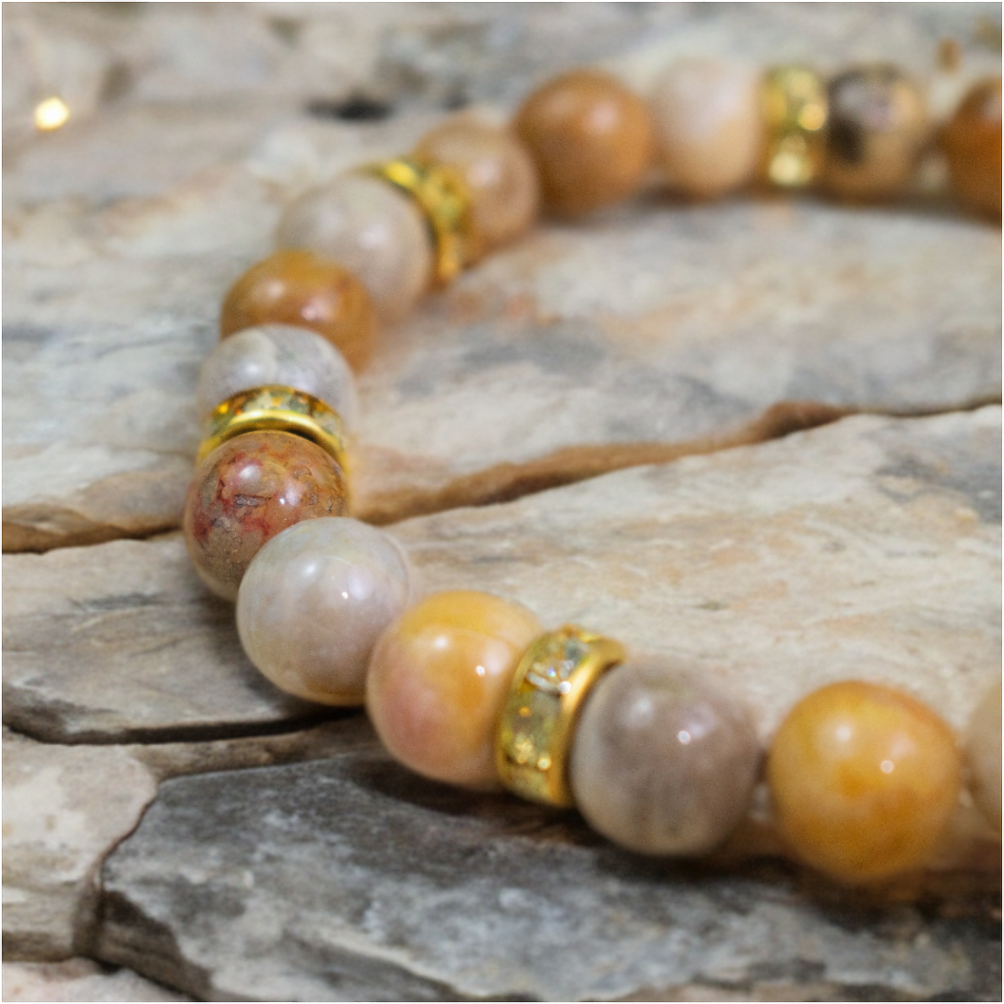 Fossil Coral Semi Precious Stone Bracelet