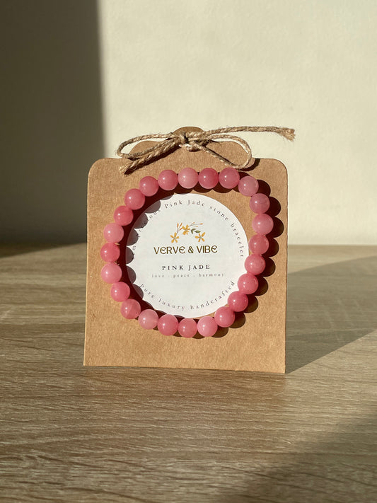 Pink Jade (Deep) Semi Precious Stone Bracelet