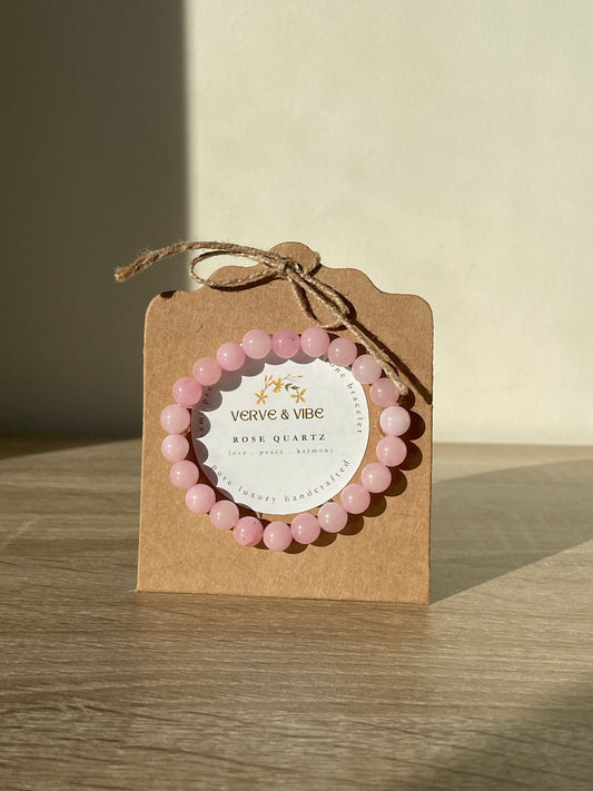 Rose Quartz Semi Precious Stone Bracelet