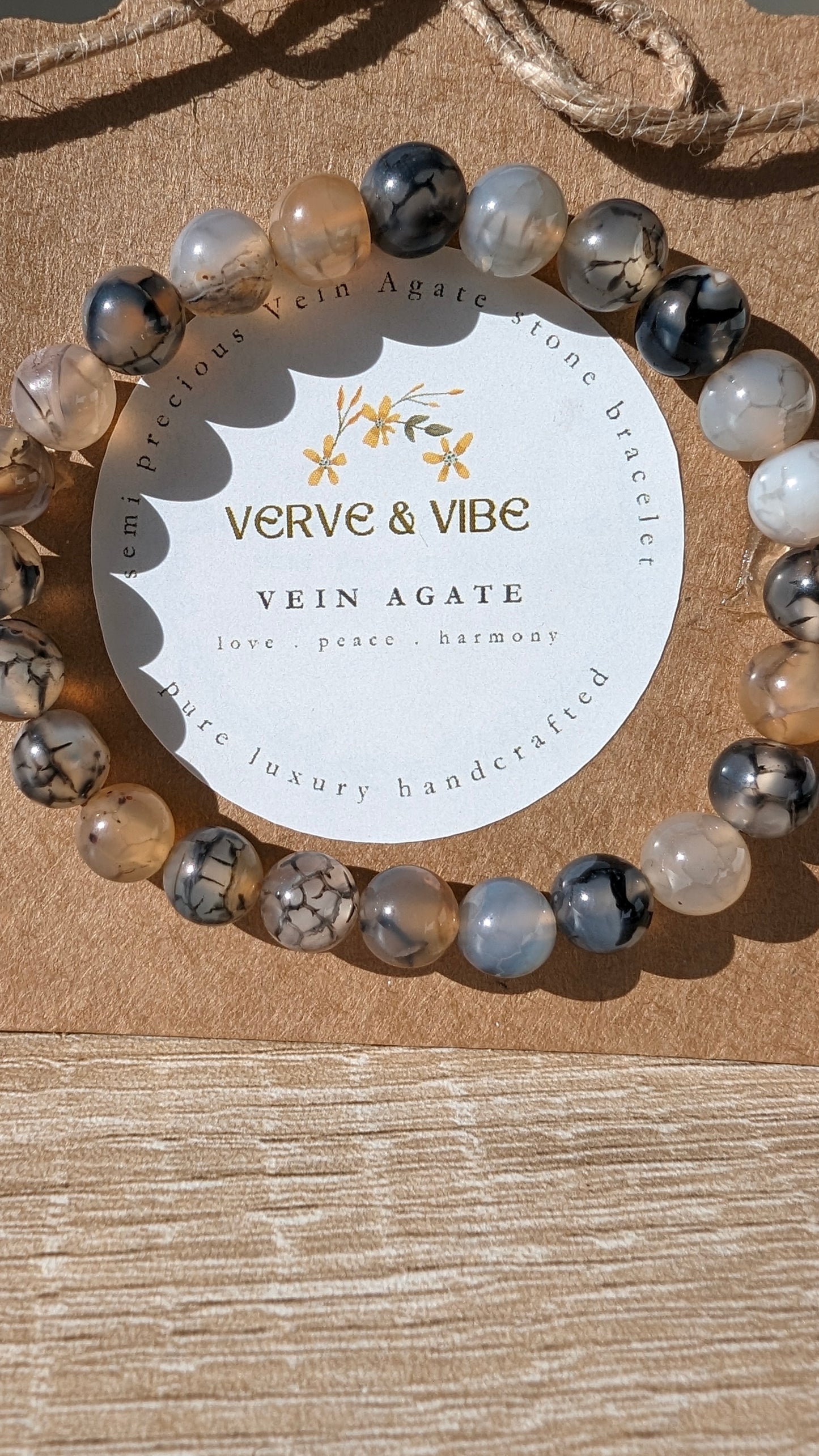 Vein Agate Semi Precious Stone Bracelet