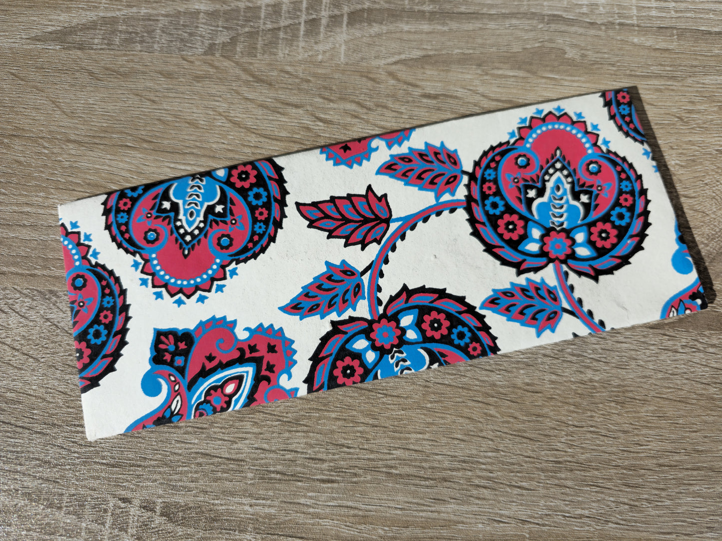 Pink Blue Paisley - Handmade, Recycled Paper Envelope