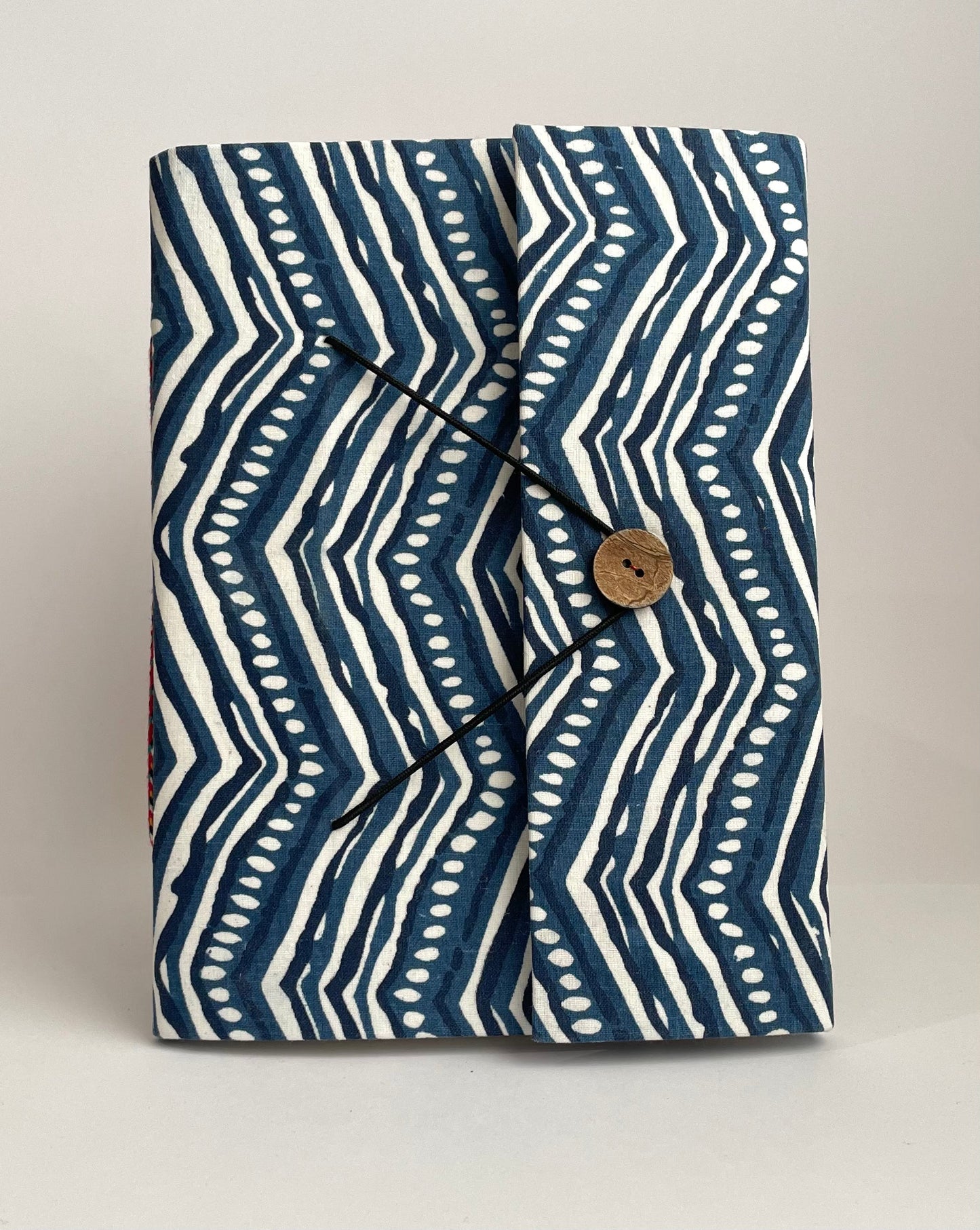 Geo Indigo - Fabric Cover, Handmade Blank Journal