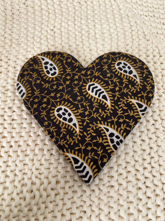 Love Heart, Black Paisley - Handmade Paper Journal