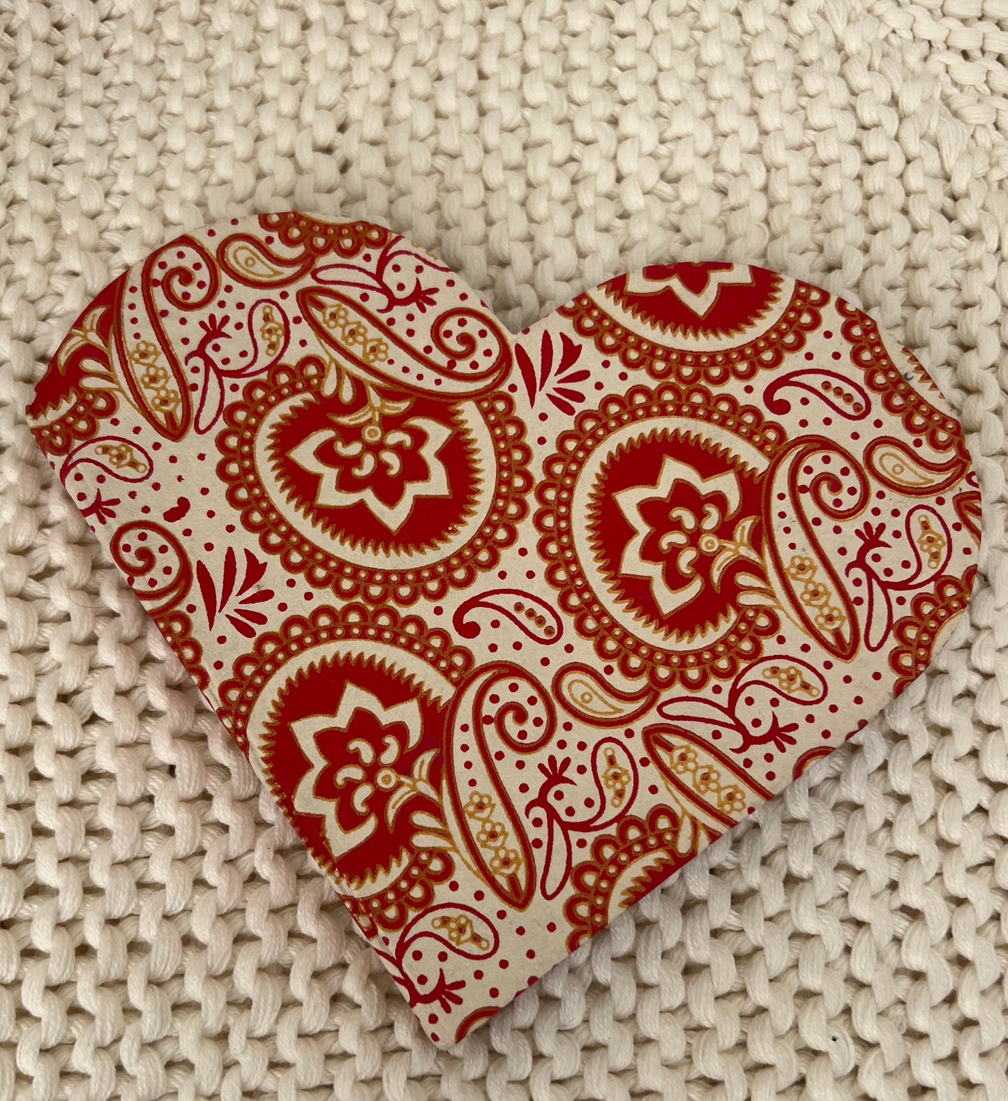 Love Heart, Red/White Geo- Handmade Paper Journal