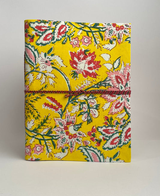 Bold Marigold - Fabric Cover, Handmade Blank Journal