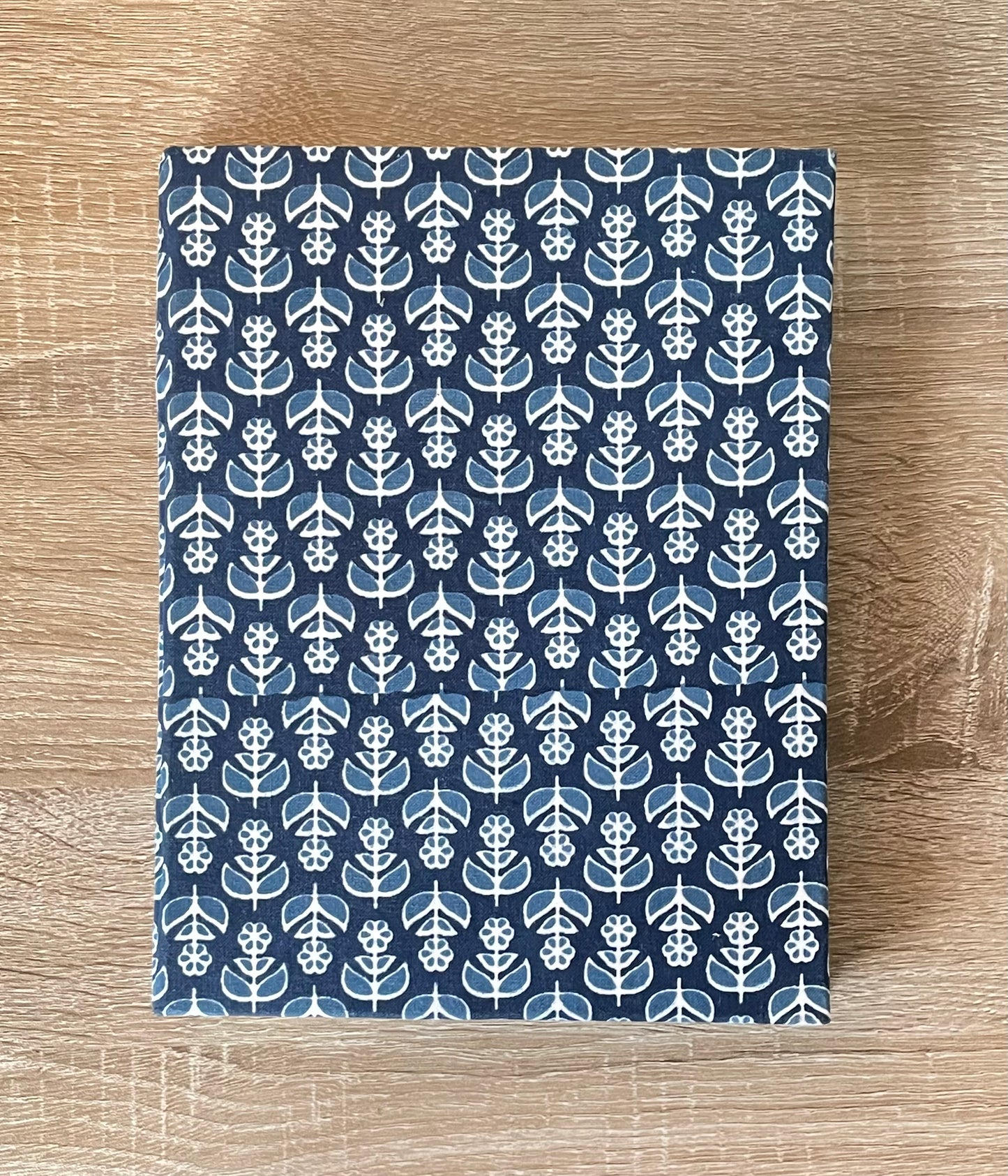 Floro Indigo - Fabric Cover, Ruled Notebook