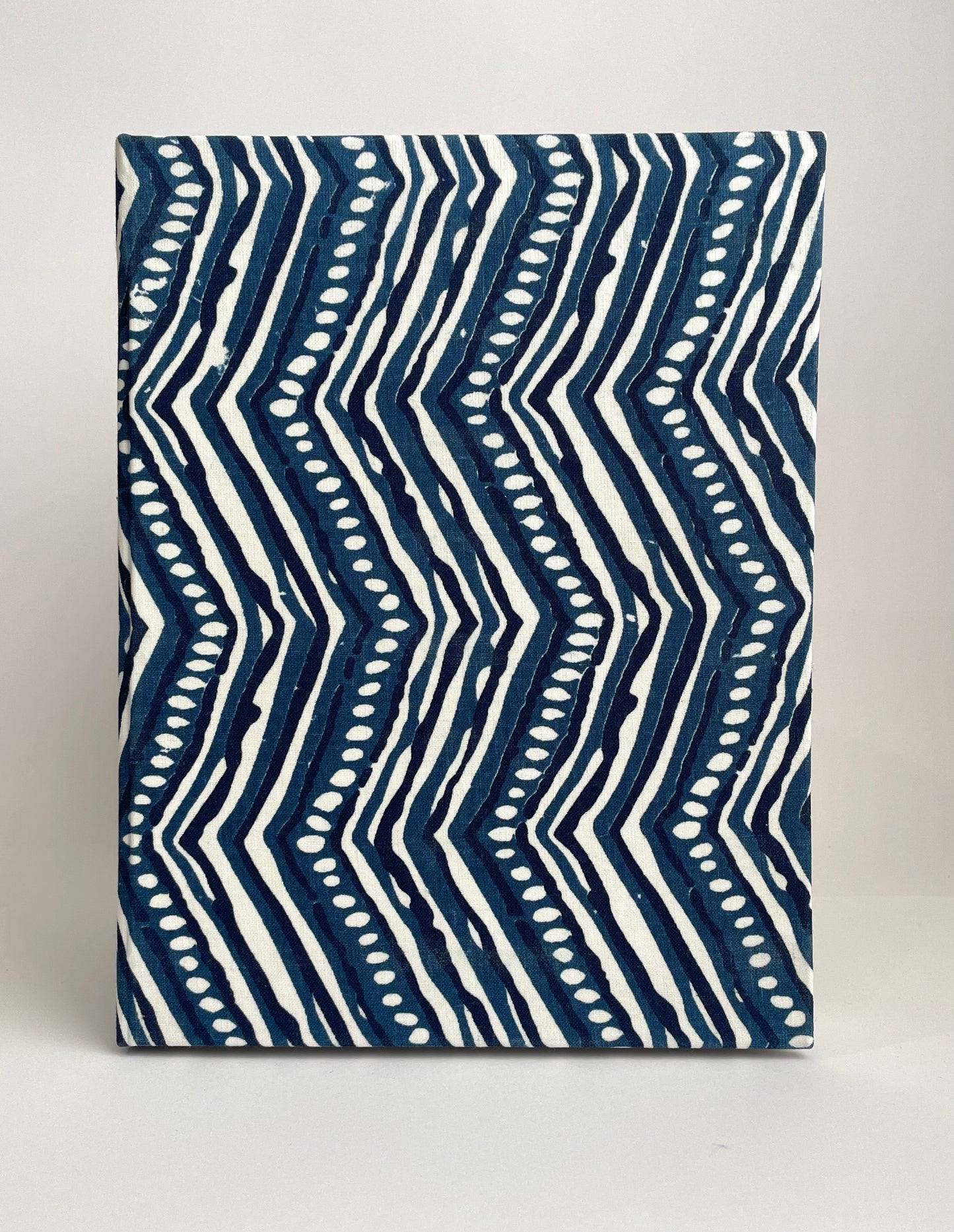 Geo Indigo - Fabric Cover, Ruled Notebook