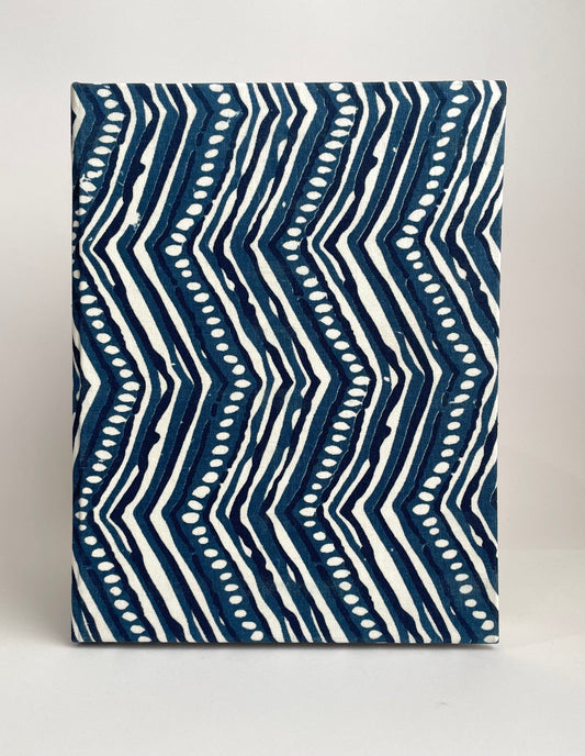 Geo Indigo - Fabric Cover, Ruled Notebook