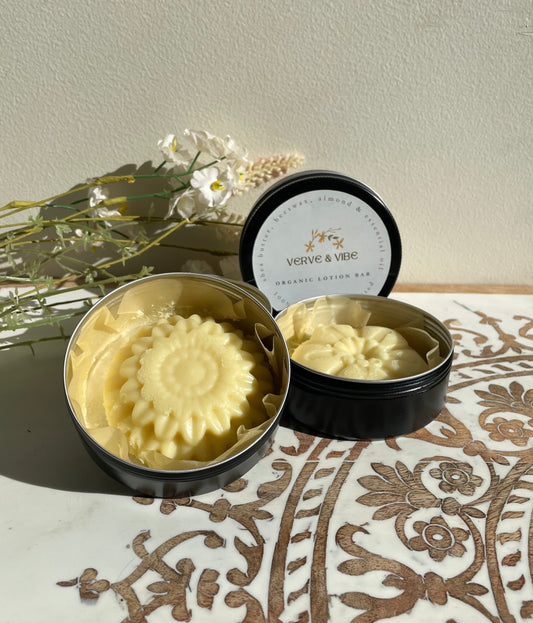 Body Lotion Bar - Handmade with Shea Butter, Beeswax, Almond & Essential Oils