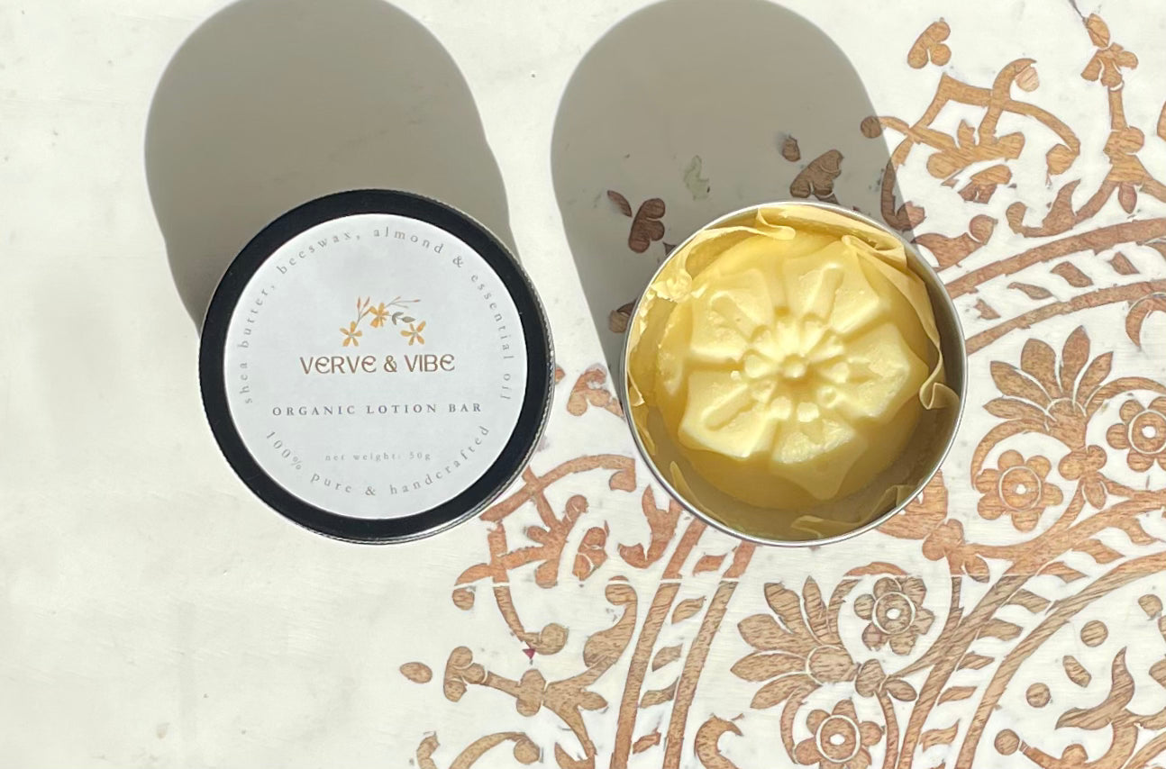 Body Lotion Bar - Handmade with Shea Butter, Beeswax, Almond & Essential Oils